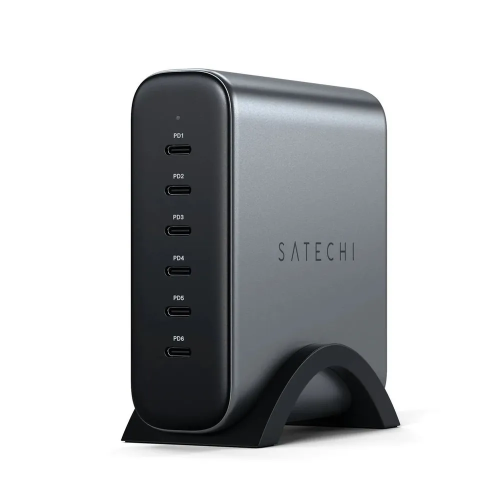 Сетевое зарядное устройство Satechi 6-портов USB-C, 200 Вт, серый
