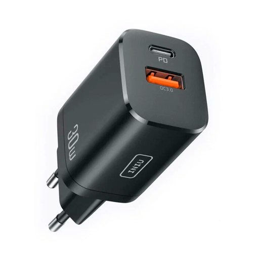 Сетевое зарядное устройство Iniu USB-C, USB-A, 30 Вт, черный